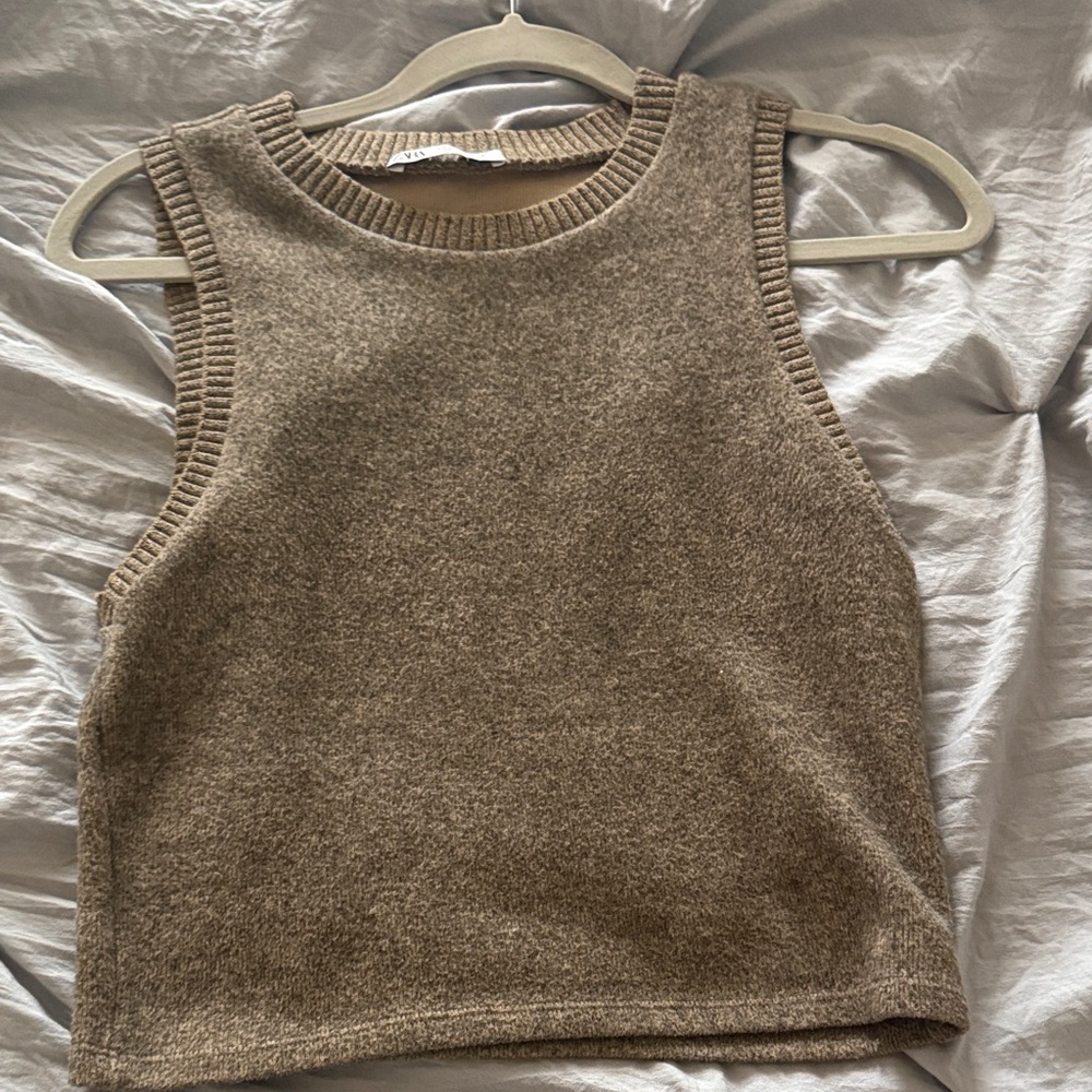 Zara Taupe Knit Sleeveless Crop Top